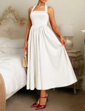 Rochie midi Shein AEL, crem