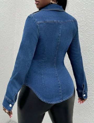 Cămașă de blugi Shein, albastru