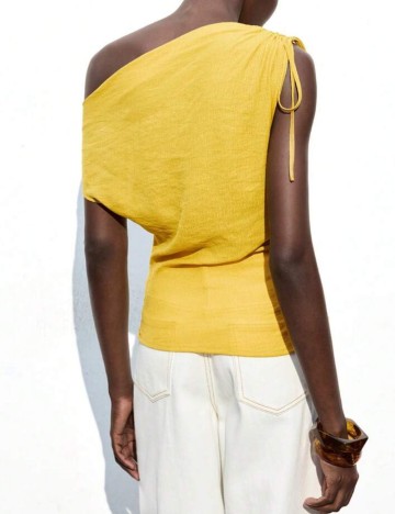 Cămașă cu m&acirc;necă scurtă Shein, galben muștar