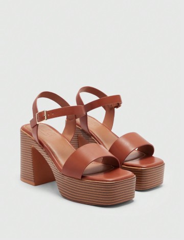 Sandale Cu Toc Shein, maro