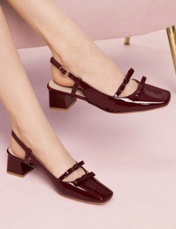 Pantofi cu toc Shein CUCCOO, vișiniu