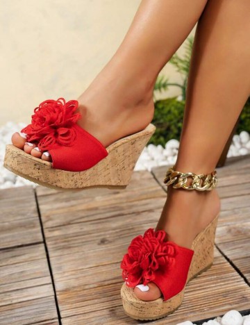 Saboți cu platformă Shein, roșu