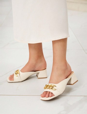 Saboți cu toc Shein, crem