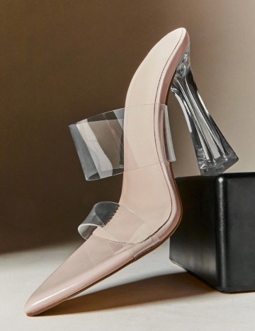 Saboți cu toc Shein, transparent