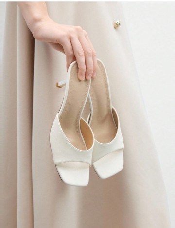 Saboți cu toc Shein CUCCOO, alb