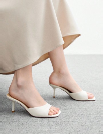 Saboți cu toc Shein CUCCOO, alb