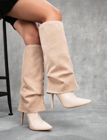Cizme cu toc Shein CUCCOO, crem