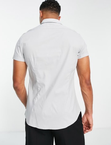 Cămașă cu m&acirc;necă scurtă ASOS, gri
