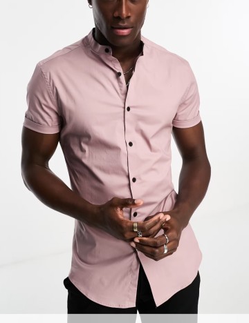 Cămașă cu m&acirc;necă scurtă ASOS, roz