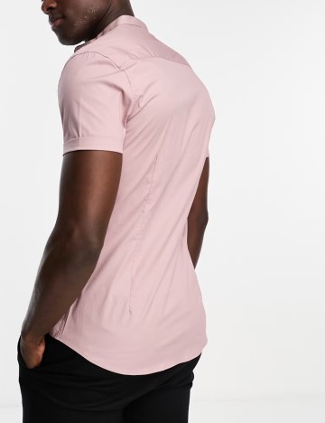 Cămașă cu m&acirc;necă scurtă ASOS, roz