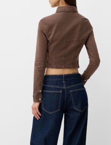 Bluză cu nasturi Bershka, maro