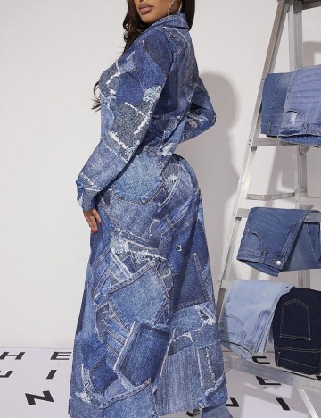 Cămașă lungă Shein, albastru