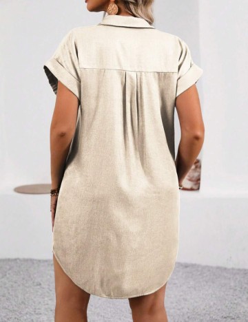 Rochie tip cămașă Shein Curve+, bej