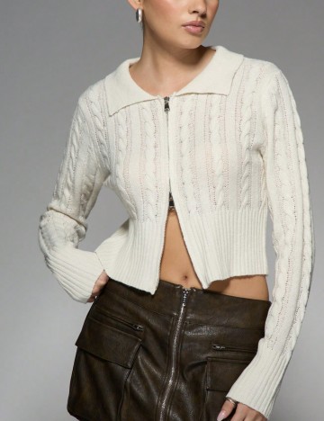 Pulover cu fermoar Shein Missguided, bej