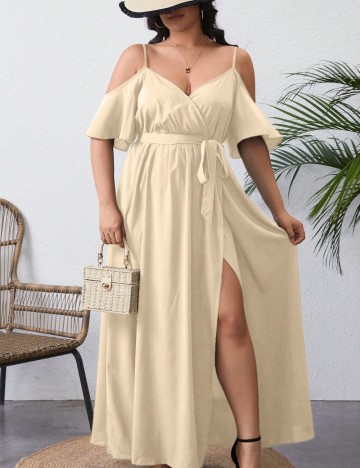 Rochie maxi Shein Curve+, crem