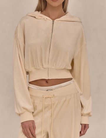 Hanorac Cu Fermoar Shein, crem