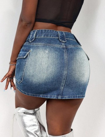 Fustă de blugi Shein Curve+, albastru