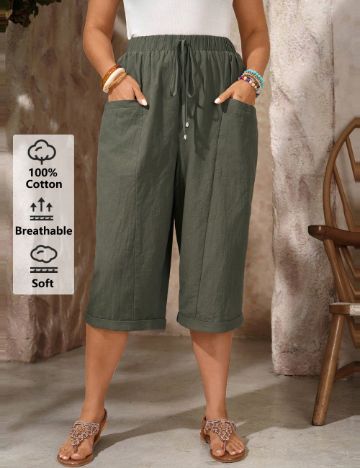 Pantaloni 3/4 Shein, kaki