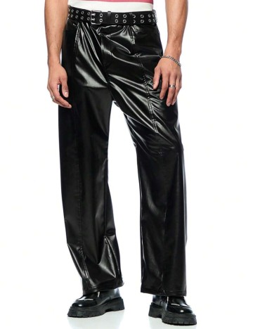 Pantaloni imitație din piele Shein Forever 21, negru