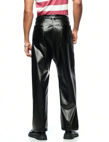 Pantaloni imitație din piele Shein Forever 21, negru