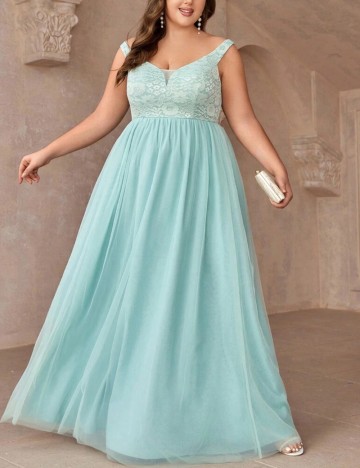 Rochie maxi Shein Curve+, turcoaz