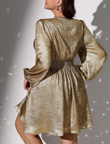 Rochie mini Shein Curve+, auriu