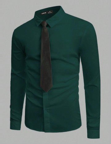 Cămașă Shein MANFINITY, verde