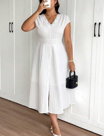 Rochie midi Shein Curve+, alb