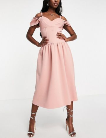Rochie midi ASOS, roz