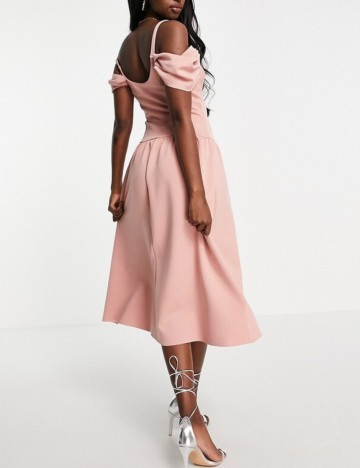Rochie midi ASOS, roz