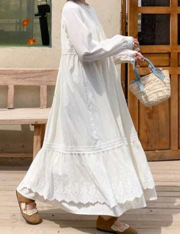 Rochie maxi Shein FRIFUL, crem