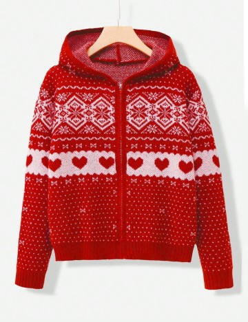 Pulover cu fermoar Shein Curve+, roșu