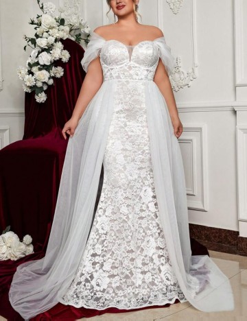 Rochie de ocazie și bridal Shein Curve+, alb