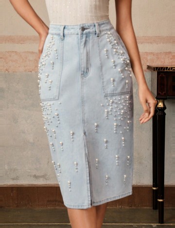 Fustă de blugi Shein Anewsta, albastru