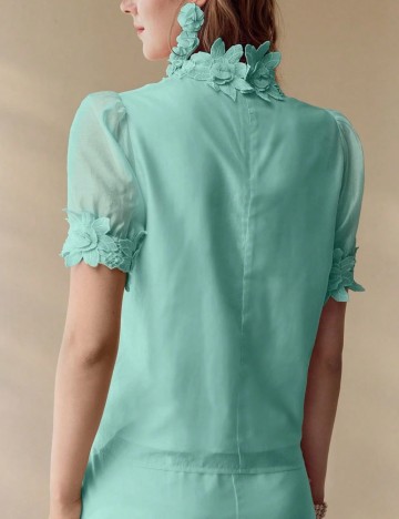 Cămașă cu m&acirc;necă scurtă Shein MOTF, verde