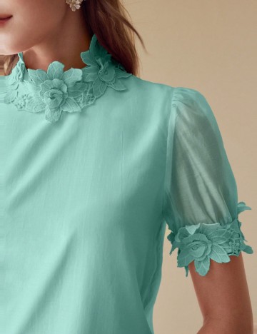 Cămașă cu m&acirc;necă scurtă Shein MOTF, verde