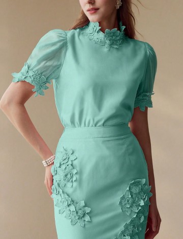 Cămașă cu m&acirc;necă scurtă Shein MOTF, verde