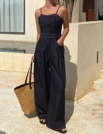 Salopetă de blugi Shein, mov