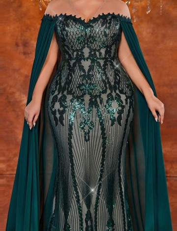 Rochie de ocazie Shein Curve+, verde