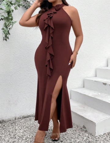 Rochie maxi Shein Curve+, cărămiziu