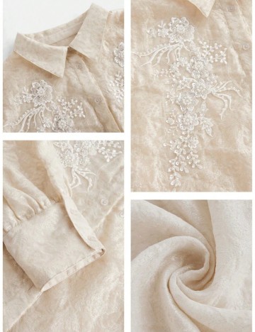 Cămașă Shein Curve+ Anewsta, bej