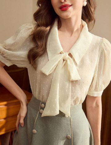 Cămașă cu m&acirc;necă scurtă Shein, galben