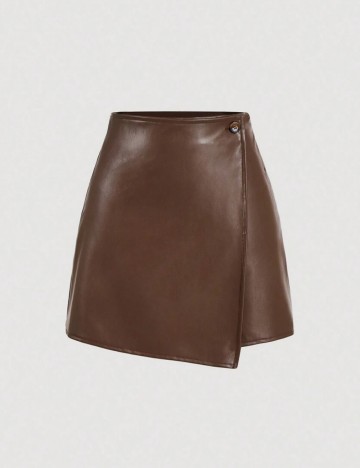 Fustă Imitație Piele Shein, maro