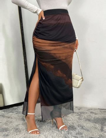 Fustă maxi Shein Curve+, mix culori