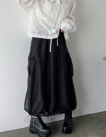 Fustă maxi Shein FRIFUL, negru