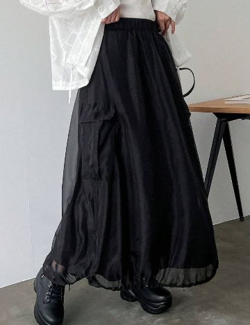 Fustă maxi Shein FRIFUL, negru