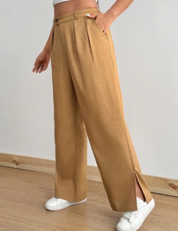 Pantaloni Shein Curve+, maro