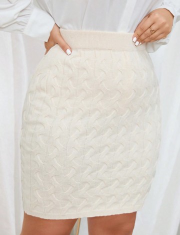 Fustă mini Shein Curve+, crem