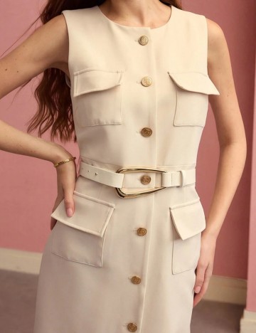 Rochie midi Shein MOTF, crem