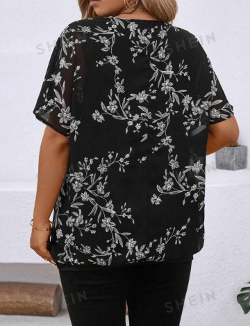 Cămașă cu m&acirc;necă scurtă Shein Curve+, mix culori